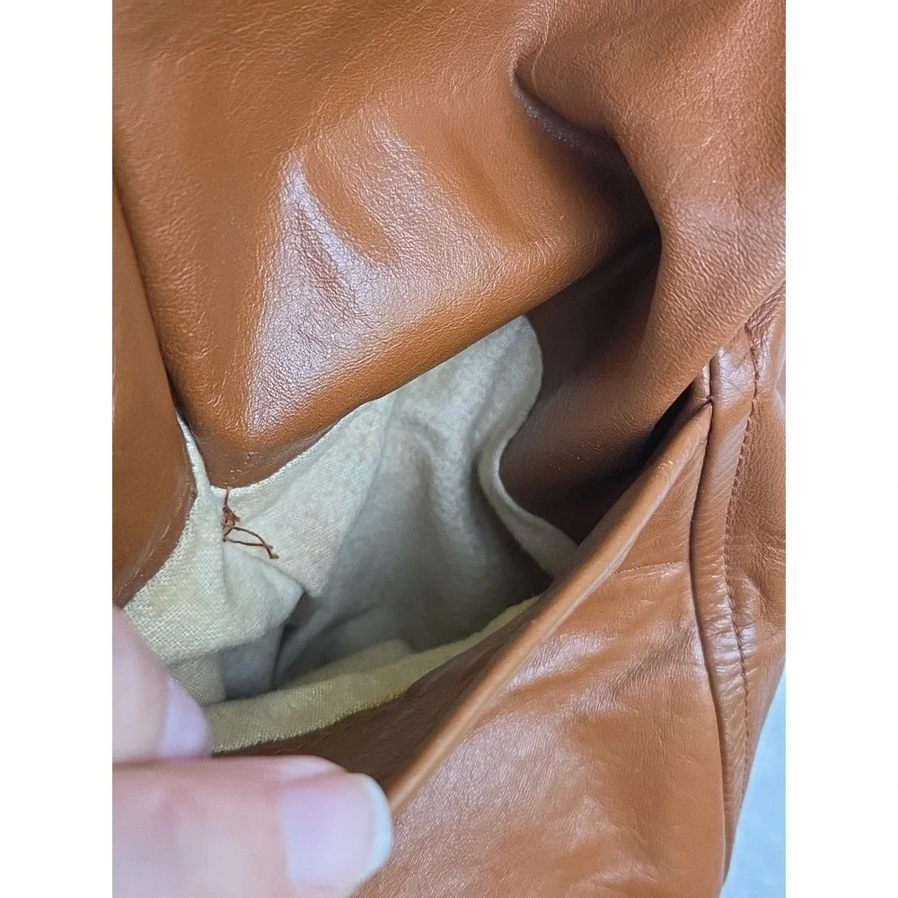 Vtg 1970s Cresco Men Brown Tan Leather Jacket 46 Workwear Western Cowboy Starsky